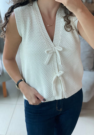 Chaleco Lauren Moños crema  |  Cream Lauren Bow Vest