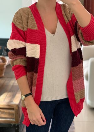 Cardigan Mentya Rouge  Ref ST0088|  Rouge Mentya Stripes Cardigan Ref ST0088