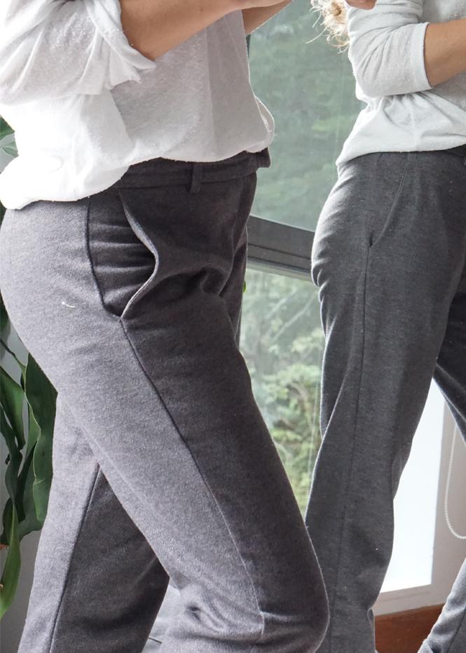 pantalon tailored gris mujer